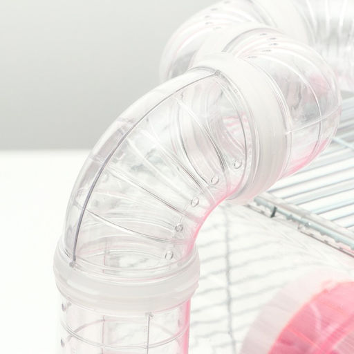 Клетка для грызунов с туннелем, выносным домиком и наполнением, 47 х 30 х 38, см, розовая - Пижон фото 9