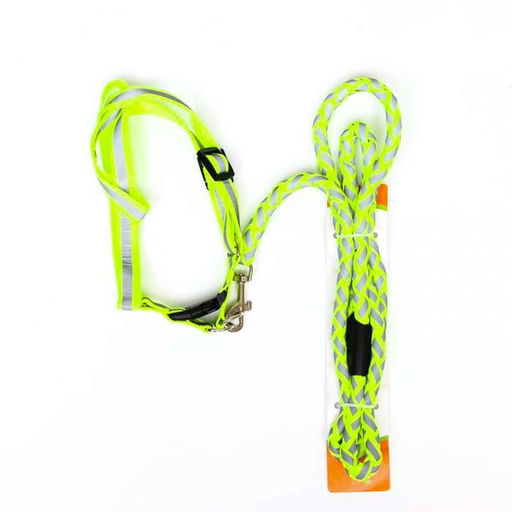 Комплект Плетенка, флуоресцентный, поводок 115 х 1 см, ОГ 32-48 х 1,5 см, зелёный - Пижон фото 7