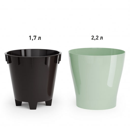 Цена за 2 шт. Горшок цв. "Лея" 2,2л двойной (с автополивом) (св.зеленый) М8267