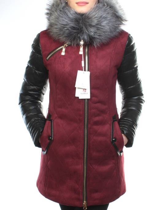 5137 BURGUNDY Парка женская зимняя (150 гр синтепон, искусственный мех)