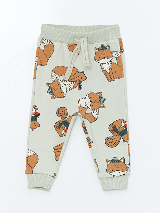 Bisiklet Yaka Uzun Kollu Bask?l? Erkek Bebek Sweatshirt ve Pantolon 2li Tak?m