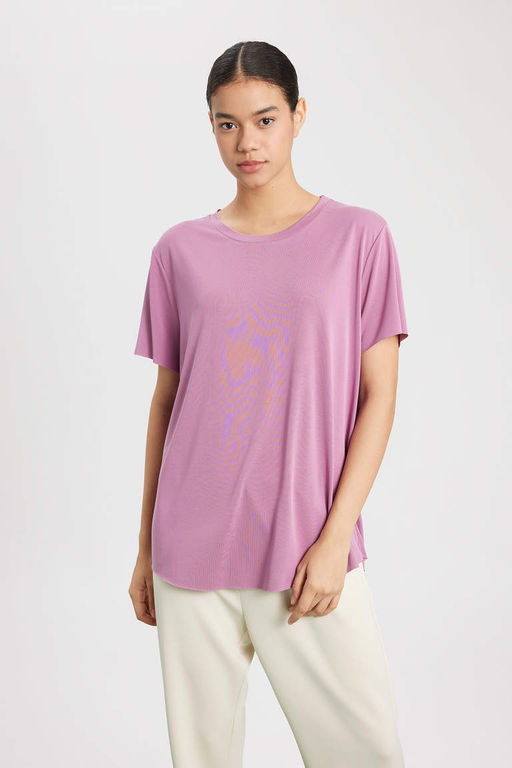 DeFactoFit Oversize модальная спортивная футболка с круглым вырезом и короткими рукавами  фото 3