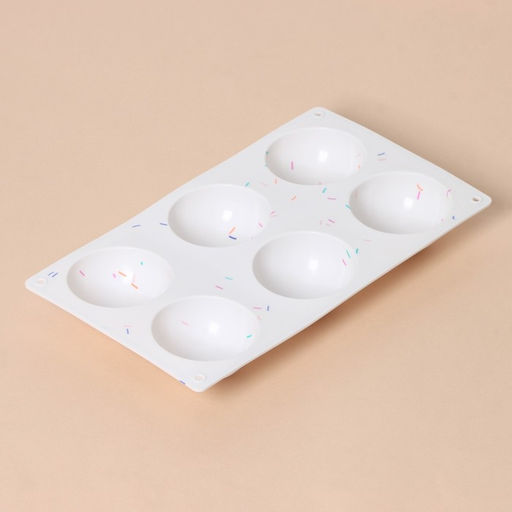 Форма для выпечки KONFINETTA «Фигуры. Полусфера», силикон, 27.8×16.3×3.4 см, 6 ячеек (d=6.7 см), белая