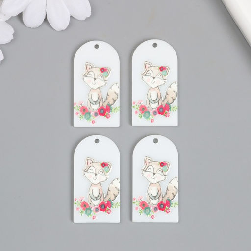 Цена за 4 шт. Декор для творчества акрил Енотик в цветах, 0.2?2.1?3.9 см