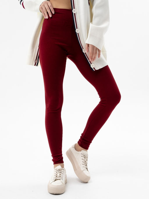 леггинсы из хлопка с добавлением лайкры,бордовые