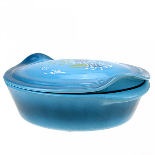 Лоток для запекания керамический "Трапеза" 2,2л, 30х22х11,5см, "Расторопша", средний, овальный, с ручками, с крышкой (Россия)