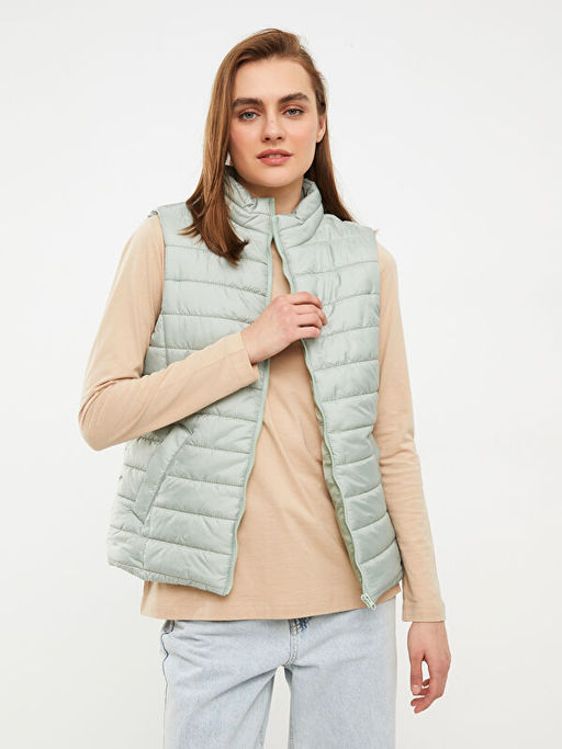 Kad?n Dik Yaka D?z Yelek