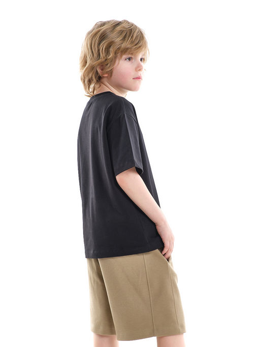 Футболка хлопок подросткам для школы 22-7626 черный - Mini maxi фото 5