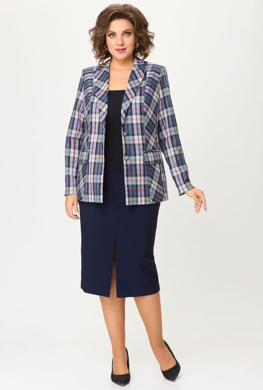 Костюм БелЭльСтиль 412/597 синяя клетка + синий однотон фото 6