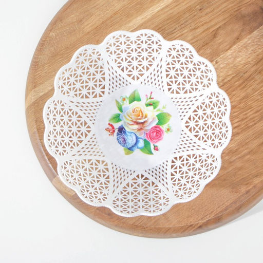 Цена за 2 шт. Ваза для хлеба и фруктов Кубань. Сердце, 18?4.5 см, белый, рисунок МИКС