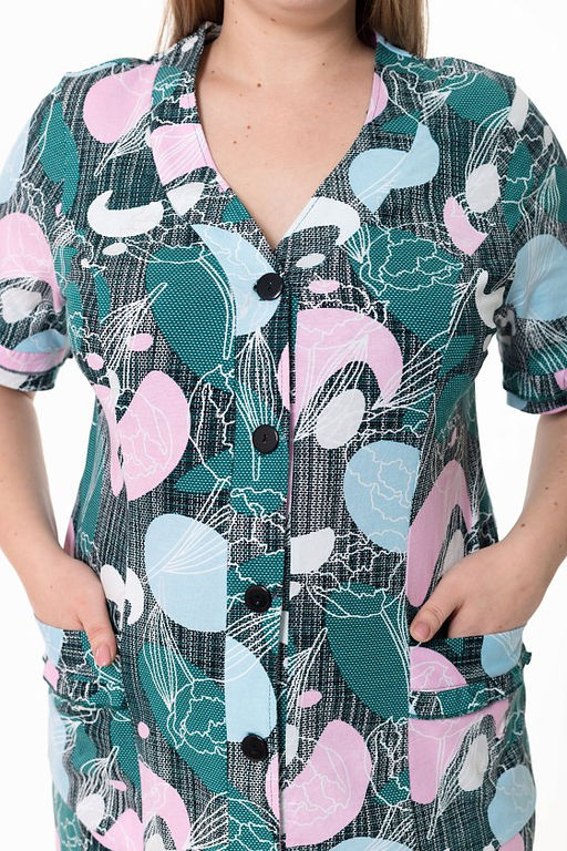 Халат М31430Азр зеленый/розовый - Елена фото 6