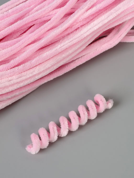 Синельная проволока, набор 100 шт, размер 1 шт 30х0,8 см, цвет розовый