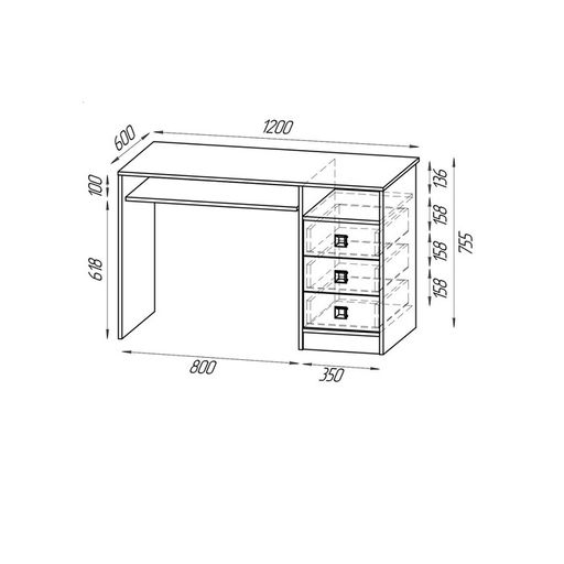 Стол рабочий МИККИ 1200х600х760 Дуб Ривьера/ Пастельный Зеленый - Simaland фото 2