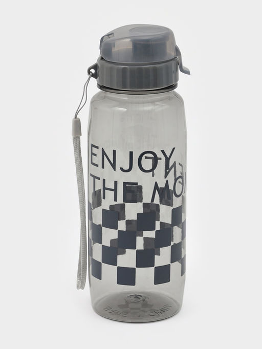 Ланч-бокс, 2 отделения, 2 яруса, с вилкой и ложкой, бутылкой 500мл,20х17х5,5 см, цвет серый   109495