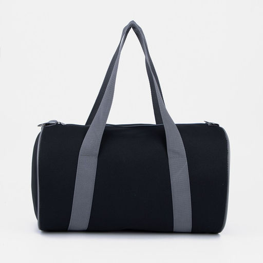 Сумка спортивная на молнии, без подкладки, длинный ремень, средний размер, цвет чёрный/серый