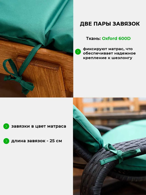 Матрас для шезлонга, лежака 60х190 сегментный SZO, Oxford 600D, поролон, пенополиуретан, непромокаемый Bio-Line  фото 16