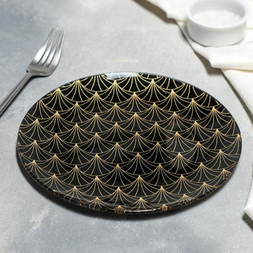 Тарелка стеклянная обеденная Доляна Золотое перо, 201,3 см  фото 2