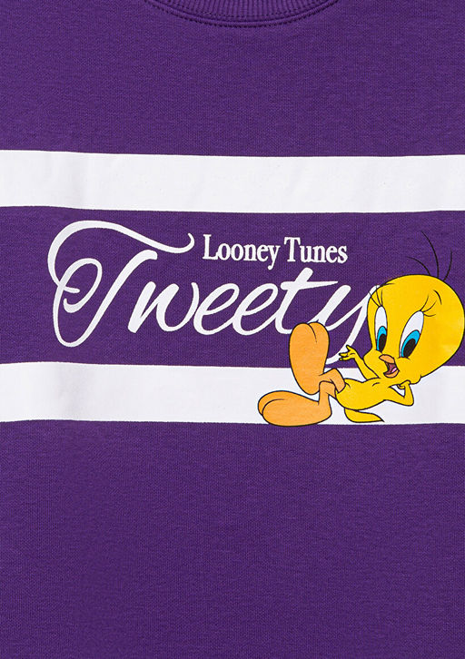 Tweety Bask?l? Bask?l? Mor Sweatshirt - Mavi фото 5