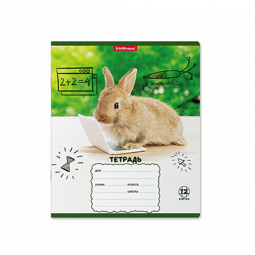 Цена за 10 шт. Тетрадь школьная ученическая ErichKrause Кролики, 12 листов, клетка (в плёнке по 10 шт.)_MIX-PACK  фото 6
