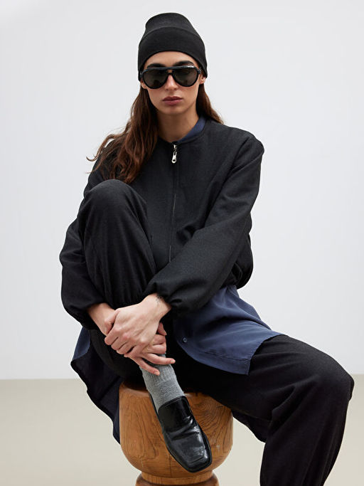 Bisiklet Yaka Crop Kad?n Ka?e Ceket