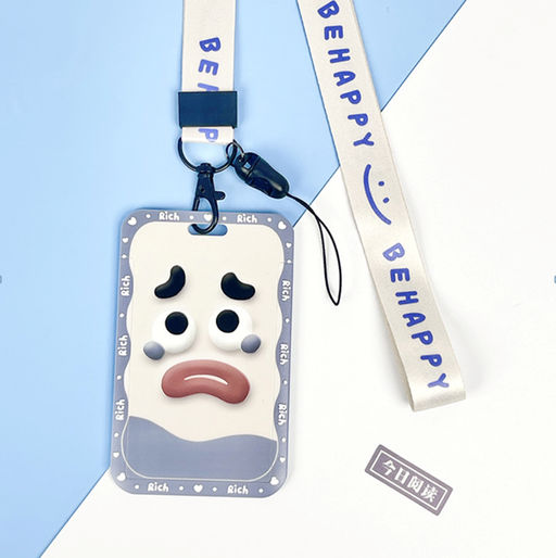 Футляр для карт на ленте "Be happy", sad smiley