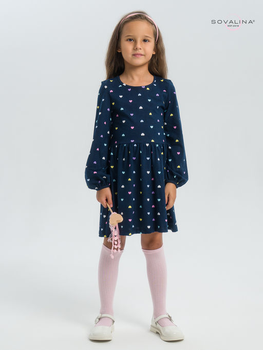 Платье Моана цветные сердечки на синем - Sovalina фото 5