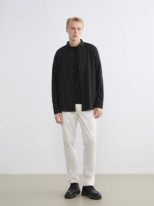 Regular Fit Uzun Kollu ?izgili Erkek G?mlek