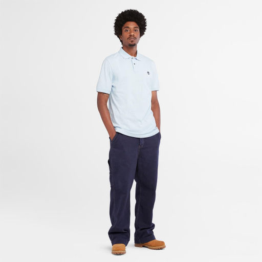 Мужские поло с коротким рукавом Timberland Polo Millers River Pique Regular голубая  фото 2