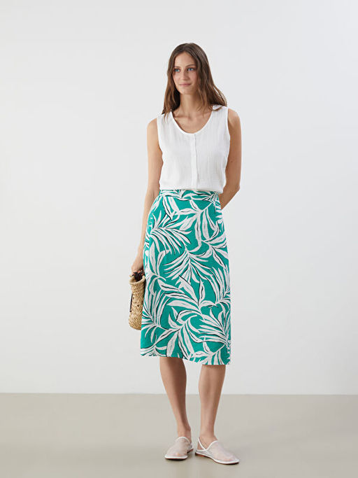 Beli Lastikli ?i?ekli A Kesim Etek