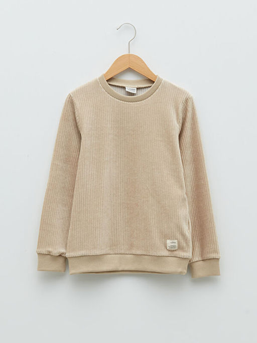 Bisiklet Yaka Basic Uzun Kollu Kadife Erkek ?ocuk Sweatshirt - Waikiki фото 3