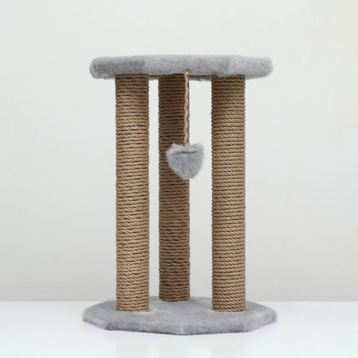 Когтеточка Ротонда с игрушкой, джут 35 х 35 х 50 см, серая - Пижон фото 8