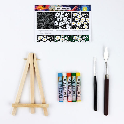 Рисование пастелью c холстом на подрамнике Ромашки, набор для творчества