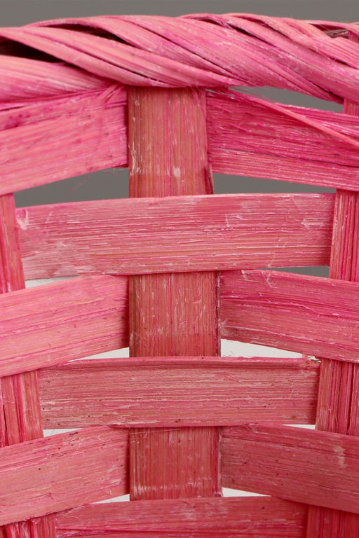 Цена за 2 шт. Корзина плетёная для хранения, 13×13×9.5 см, ручка h=21 см, бамбук, светло - розовая, Greengo