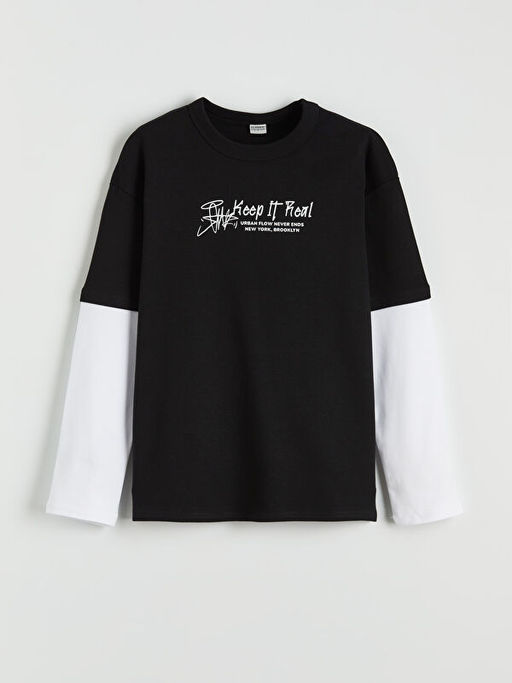 Bisiklet Yaka Bask?l? Erkek ?ocuk Ti??rt