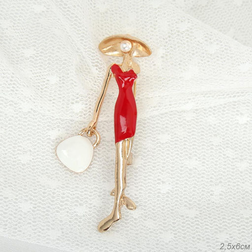 Брошь Дама / 2628-1 /уп 24/ - ГалеонТрейд фото 3