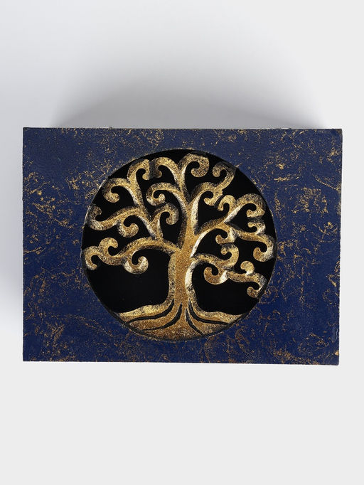 Шкатулка "Древо" 19х15х7 см, МДФ, цв. синий