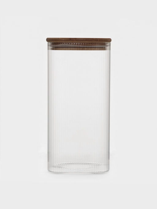 Банка для сыпучих BellaTenero «Эко. Квадрат». 1.6 л, 10×20 см, с бамбуковой крышкой, стекло, прозрачная