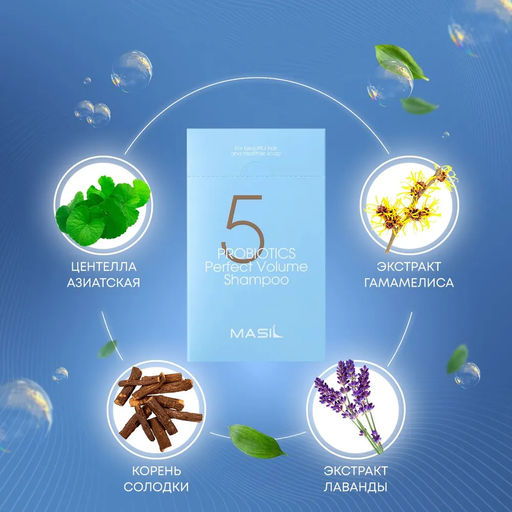 MASIL - ШАМПУНЬ ДЛЯ ОБЪЕМА ВОЛОС С ПРОБИОТИКАМИ 5 PROBIOTICS PERFECT VOLUME SHAMPOO, 8 ML * 20 ШТ.  фото 3