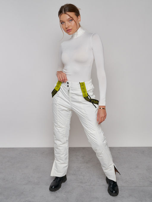 Полукомбинезон утепленный женский зимний горнолыжный белого цвета 526Bl - Chunmai фото 14