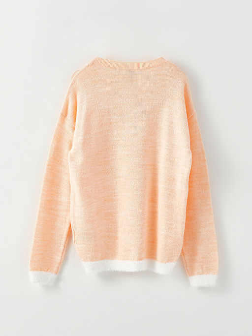 Bisiklet Yaka Desenli Uzun Kollu K?z ?ocuk Triko Kazak - Waikiki фото 2