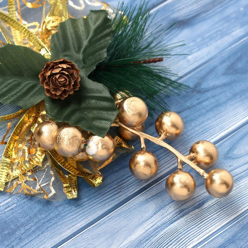 Ёлочная игрушка Зимнее волшебство. Новогодний стиль пластик, бант прозрачный, 1612 см, золото фото 4