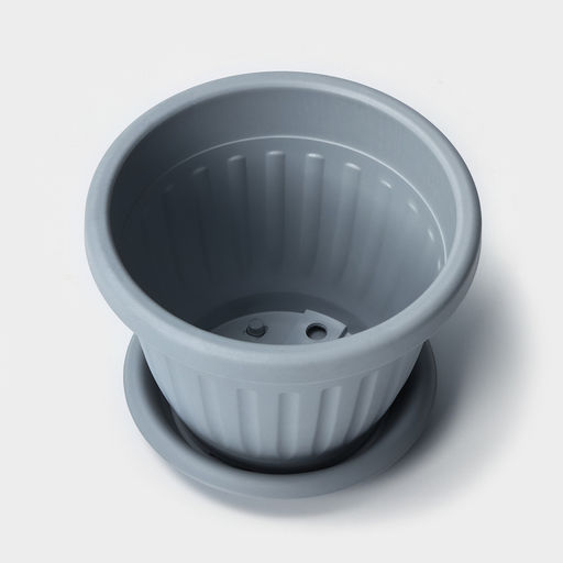 Горшок для цветов с поддоном Сильвер ЭКО, 1.9 л, d=18 см, светло-серый - Simaland фото 2