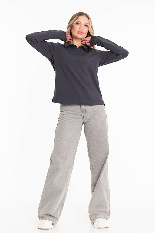 Лонгслив-поло М324272б Серый - Елена фото 8