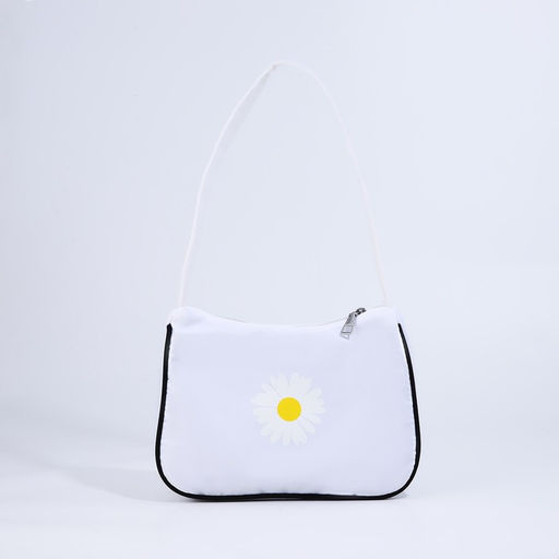 Сумка молодёжная на молнии, с принтом, 24?6.5?17 см, белая