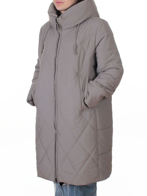 A612 GRAY/BEIGE Куртка зимняя женская (верблюжья шерсть, 120 гр. холлофайбер)