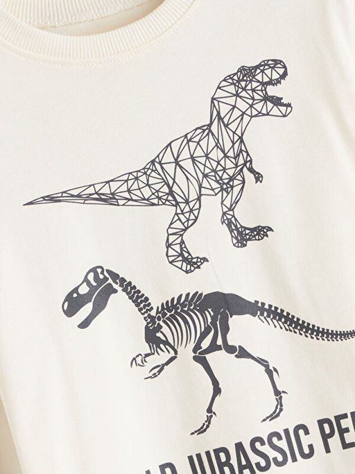 Bisiklet Yaka Dinozor Bask?l? Erkek ?ocuk Ti??rt