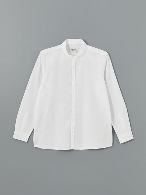 Slim Fit Uzun Kollu Keten Kar???ml? Erkek G?mlek
