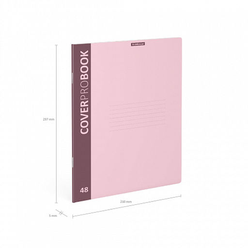 Цена за 6 шт. Тетрадь общая ученическая с пластиковой обложкой на скобе ErichKrause CoverProBook matt, Pastel, розовый, А4, 48 листов, клетка фото 4