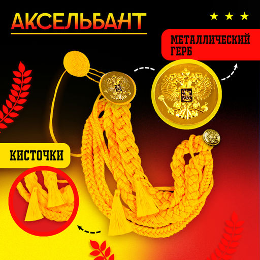 Набор военного «На парад победы»: аксельбант, значок, цвет золотой