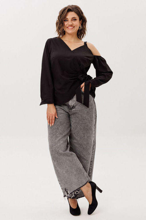 Блуза ANELLI 1760 черная орхидея